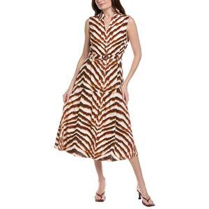 Nicole Miller Womens  Sleeveless Linen-Blend Midi Dress, Brown